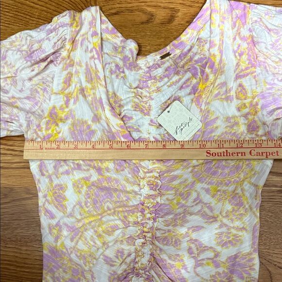 Free People Floral Cropped Ruched Women's Top size XS - Picture 12 of 14